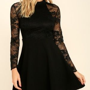 Lulu’s Socialite Up My Life black lace skater dress